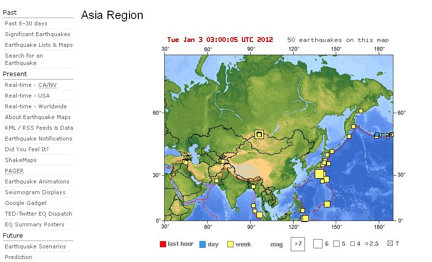 亚洲地震图