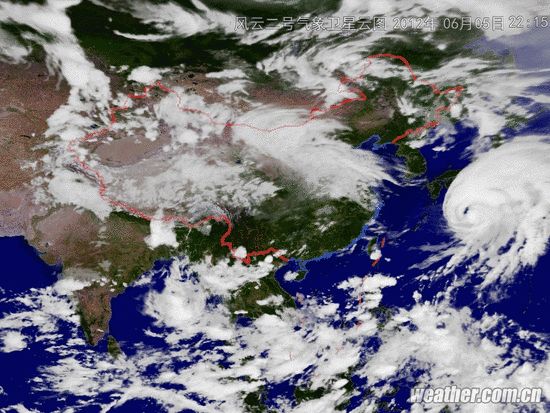 今天22时15分卫星云图