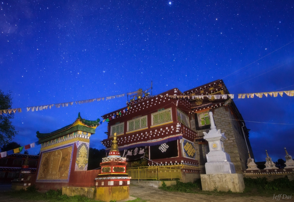 Tibetan temple in morning twilight.jpg