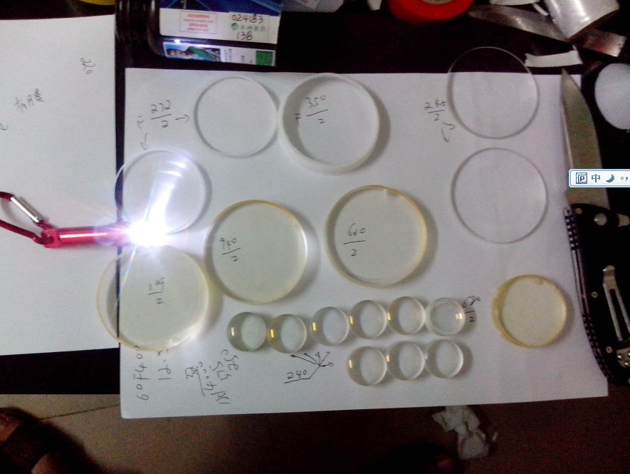 镜片的焦距测试 小led手电测试