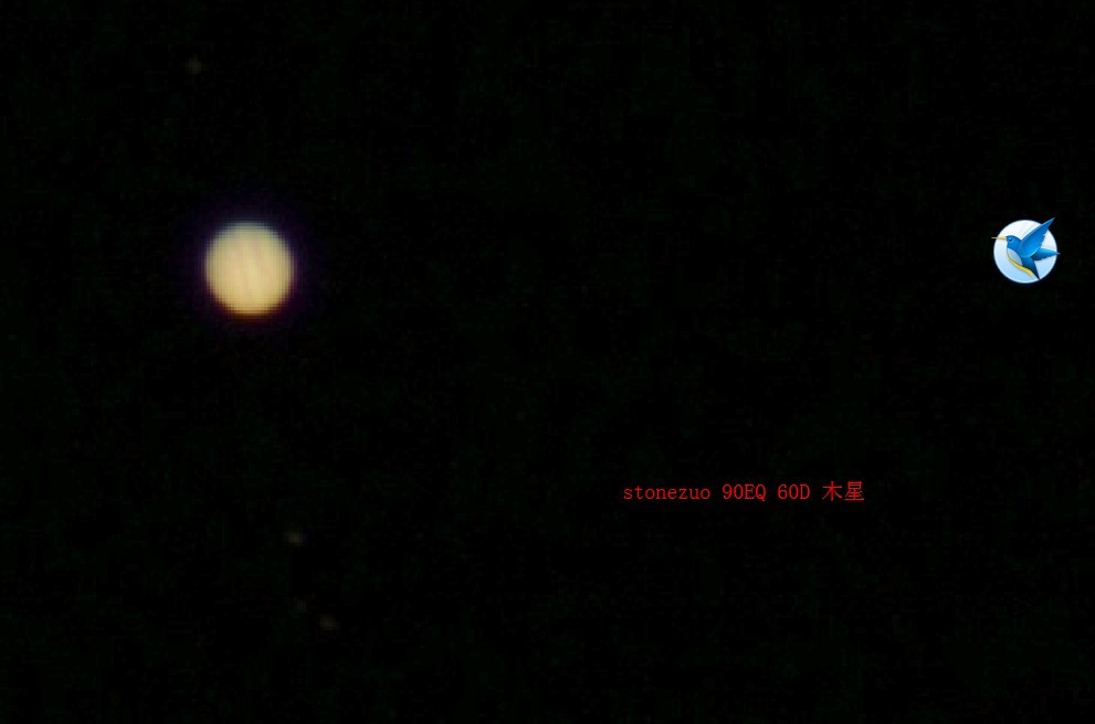 木星的木纹隐约看见，四个卫星隐约可见