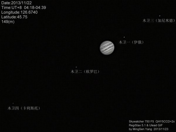 木星及伽利略卫星 Skywathcer 750mmF5拍摄.gif