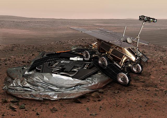 俄欧合作的ExoMars火星车将于2018年发射，这是火星车着陆效果图