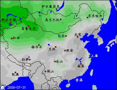 预报 相对日照时数 (%) 7月31日.gif