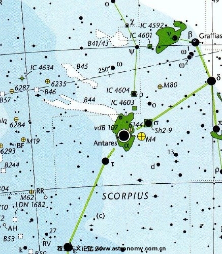 天蝎座球状星团M4附近的星空图，M4左侧的即为心宿二。.jpg